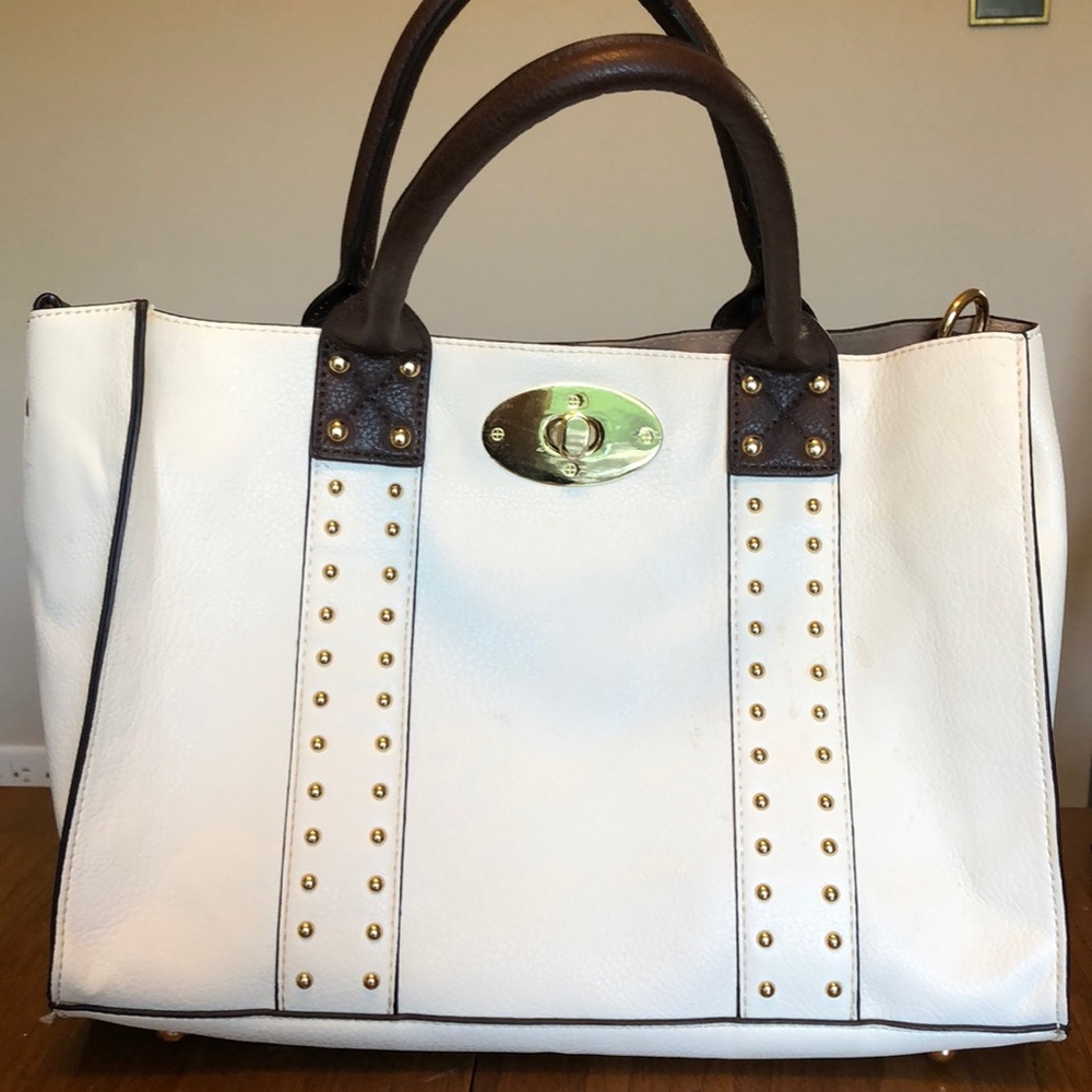 Ivory and brown tote